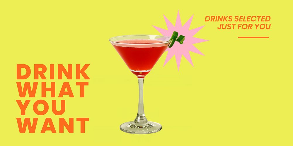 Colorful cocktail Twitter post template, drink what you want vector