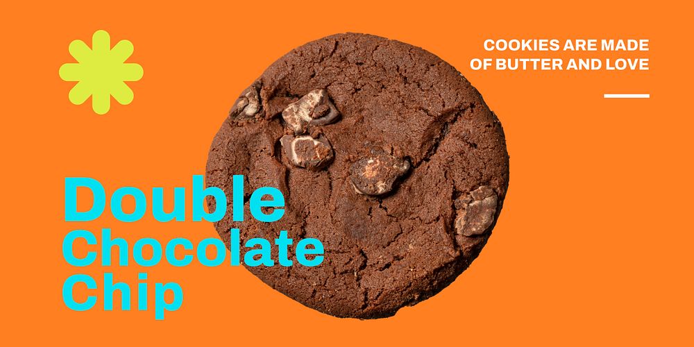 Chocolate cookie Twitter post template, dessert quote vector