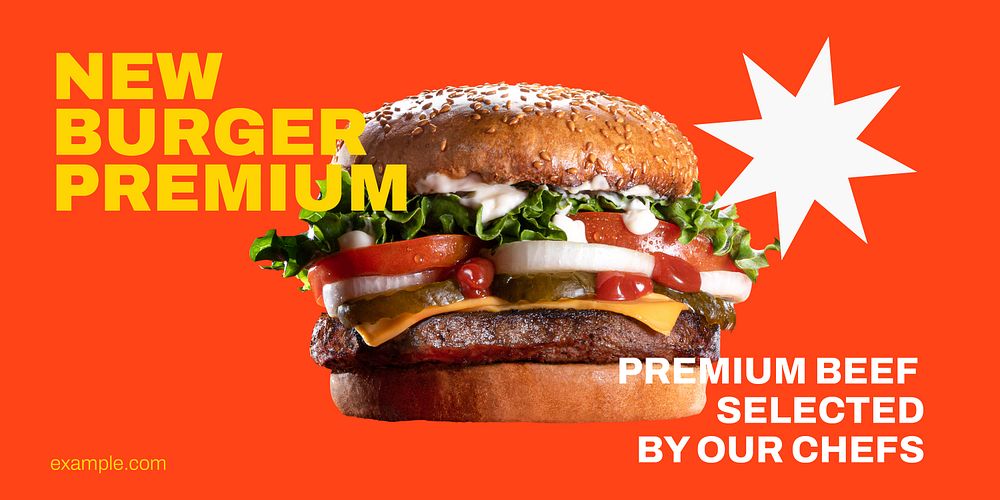 Burger restaurant Twitter post template, food branding vector