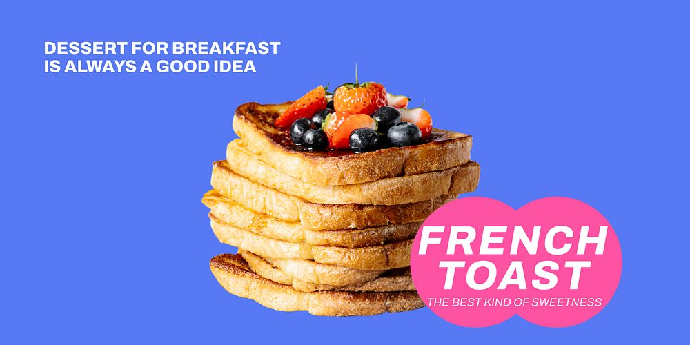 French toast Twitter post template, dessert for breakfast vector