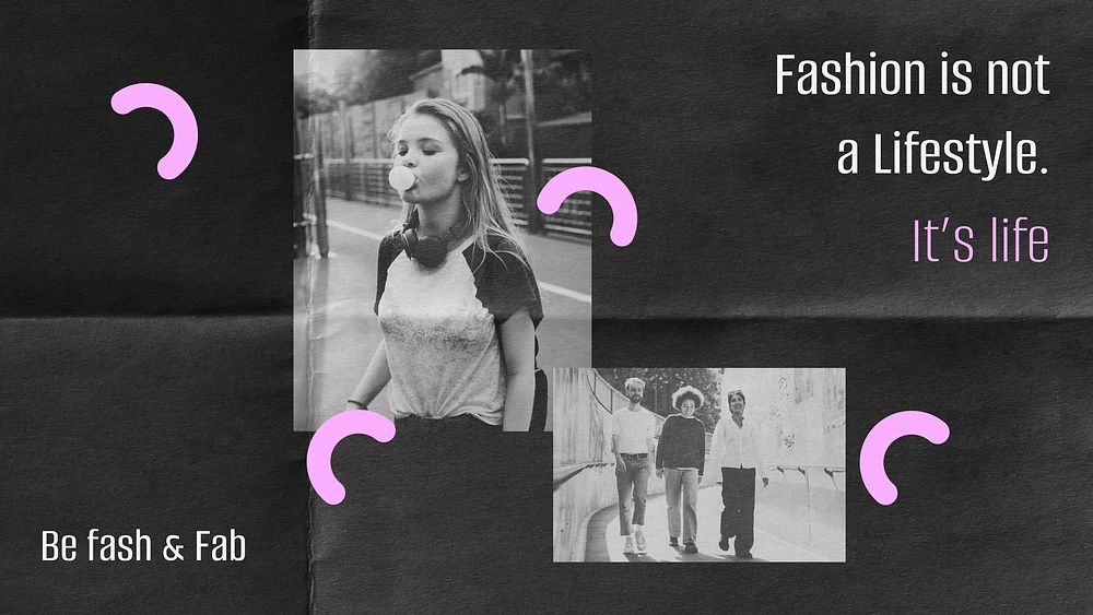 Fashion collage PowerPoint template, cute memphis design vector