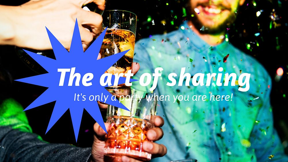 Party, celebration blog banner template, people pouring drinks photo vector