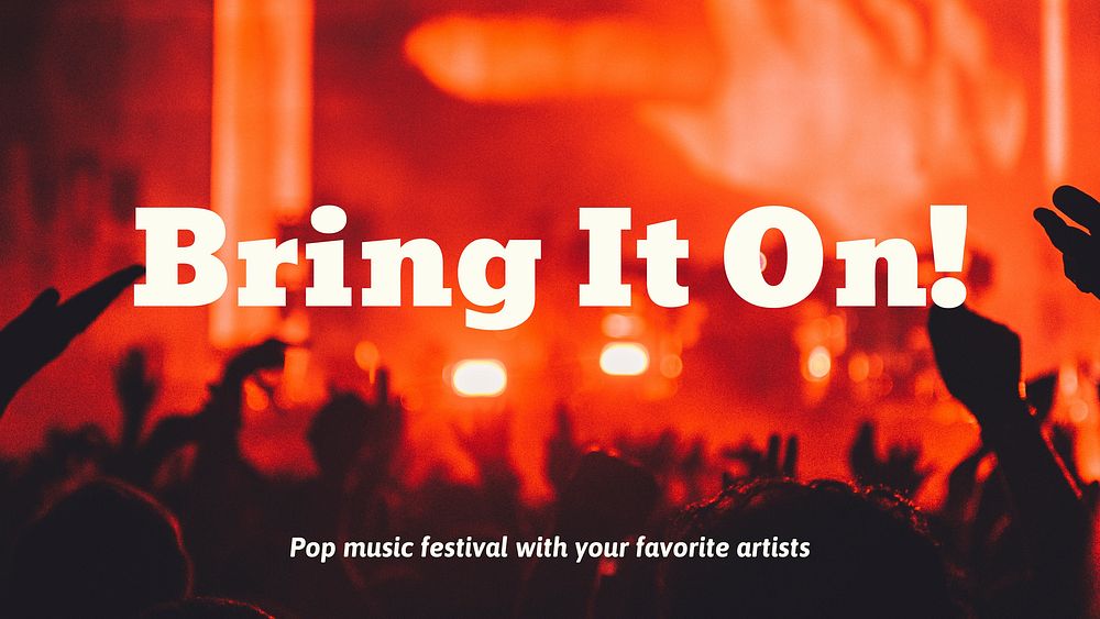 Music festival Facebook ad template, bring it on text vector
