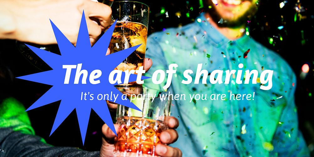 Party, celebration Twitter ad template, people pouring drinks photo vector