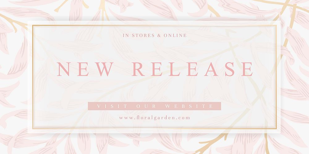 Floral new release announcement banner vector