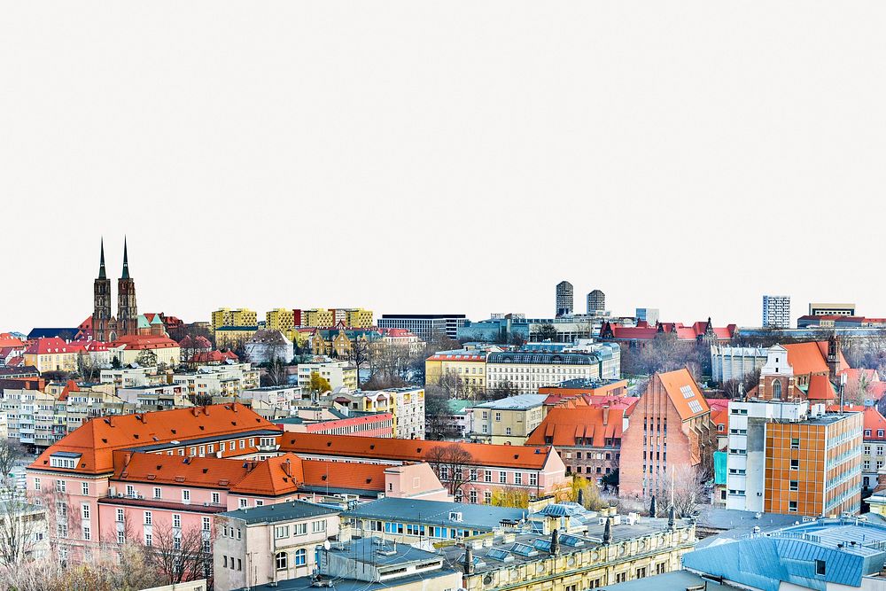 Cityscape collage element, old European town psd