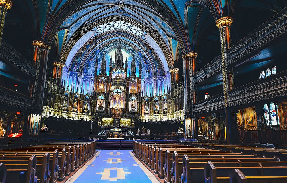 Basilique Notre Dame de Montréal, Canada. Original public domain image from Wikimedia Commons