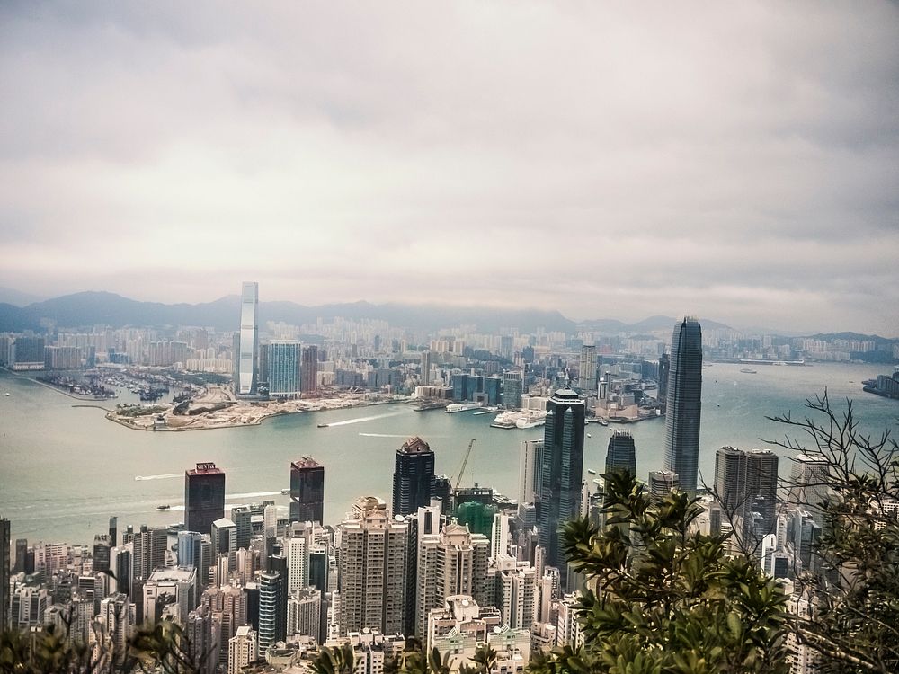 View from The Peak, Hong Kong. Original public domain image from Wikimedia Commons