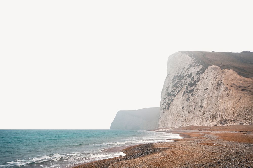 Foggy seashore border, nature photo psd