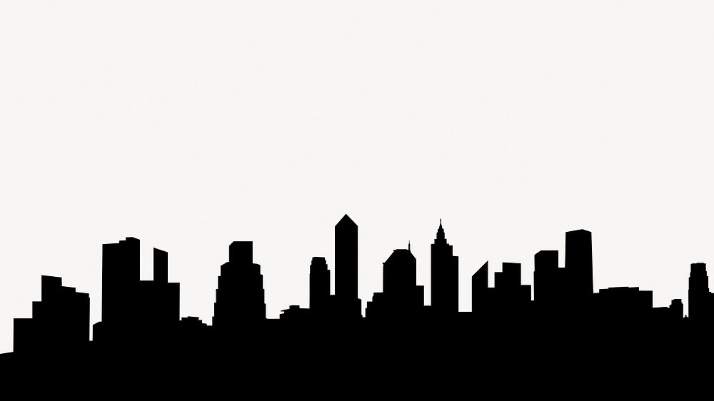 Skyline silhouette white background, NYC