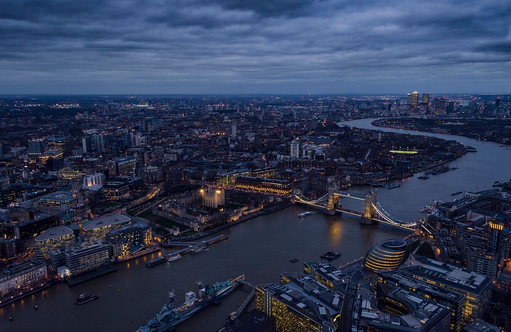 The View from The Shard, London, United Kingdom. Original public domain image from Wikimedia Commons