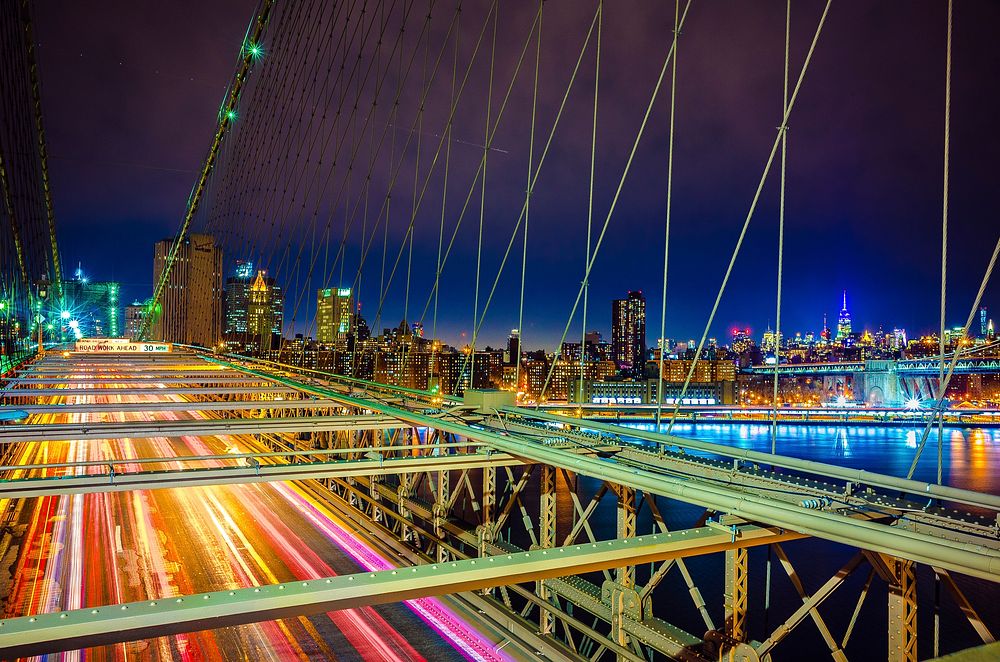 Brooklyn Bridge, New York, United States. Original public domain image from Wikimedia Commons