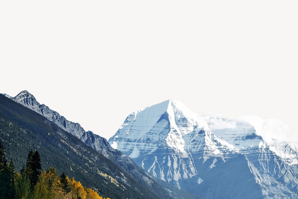 Snow mountain border, Autumn isolated image psd