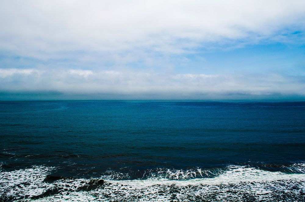 Blue sea, waves, sky, cloud. Original public domain image from Wikimedia Commons