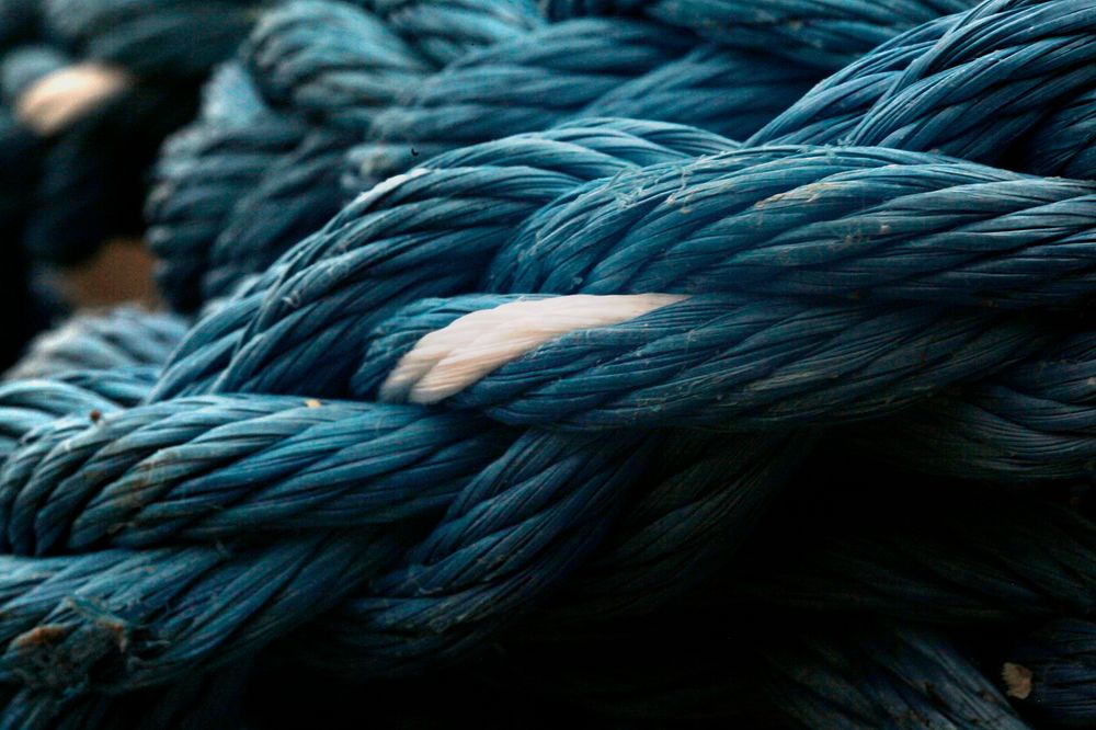 Blue rope close up background.Original public domain image from Wikimedia Commons