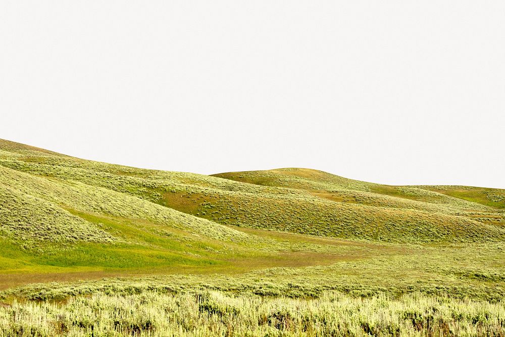 Grass hills collage element, beautiful scenery psd