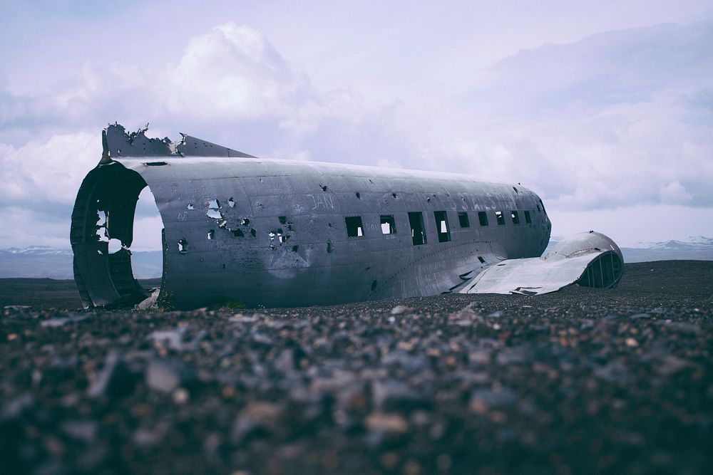 Solheimasandur Plane Wreck, Island. Original public domain image from Wikimedia Commons