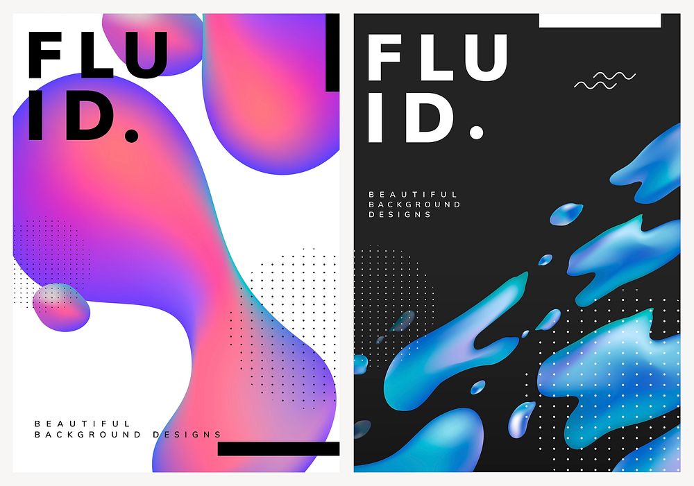 Poster template vector fluid art background set