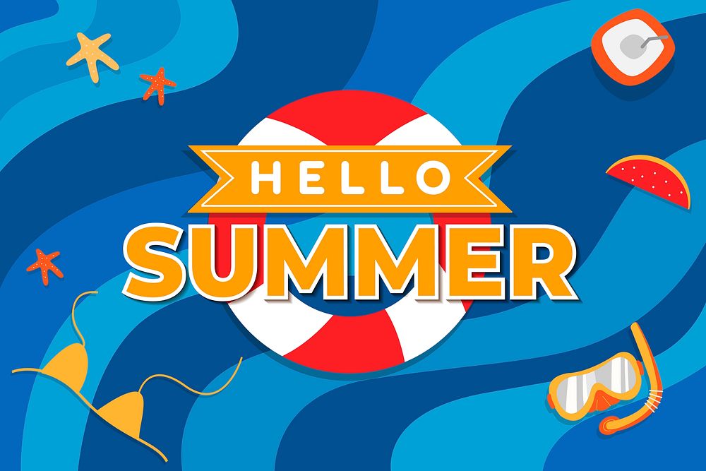 Snorkeling hello summer design vector