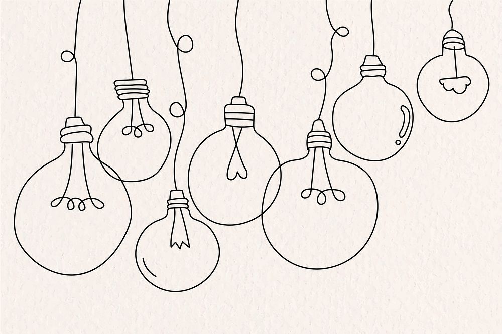 hand-drawn light bulb in minimal style on beige background
