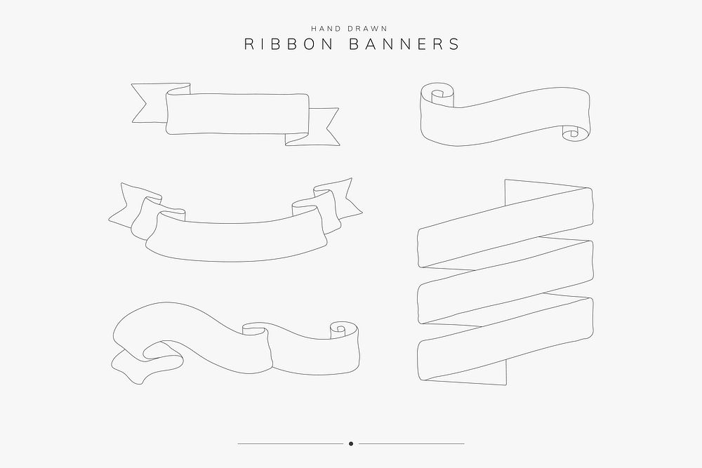 Vintage hand drawn ribbon banner collection vectors