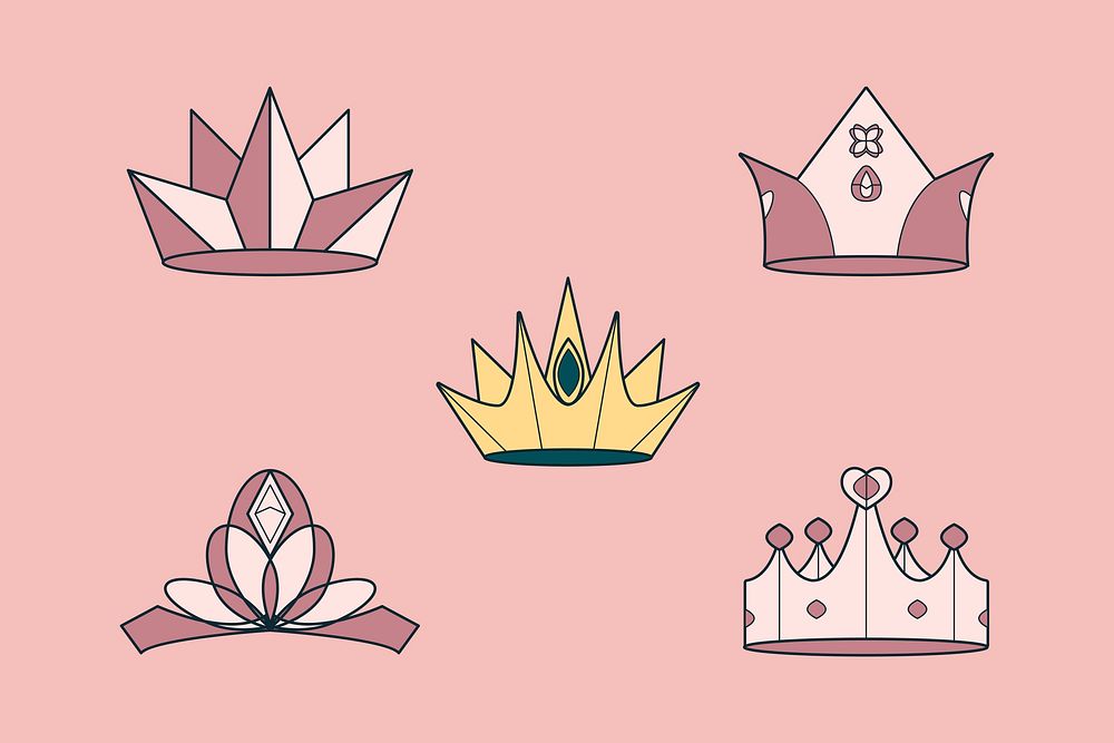 Colorful luxurious crowns vector collection