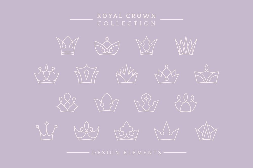 Hand drawn royal crown doodle vector collection