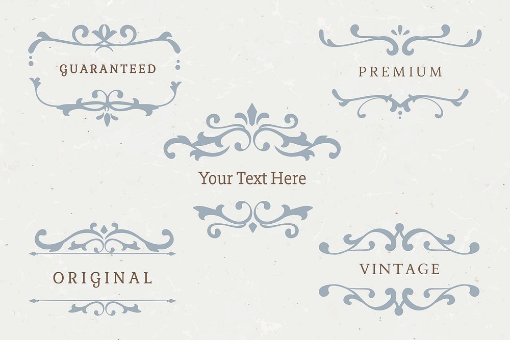 Premium vintage blue ornamental frame collection vector