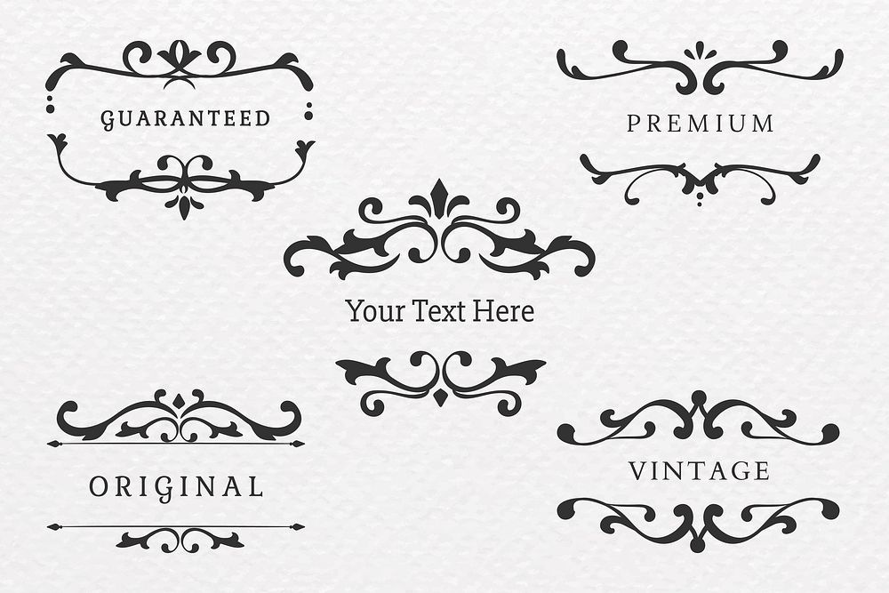 Premium vintage black ornamental frame collection vector