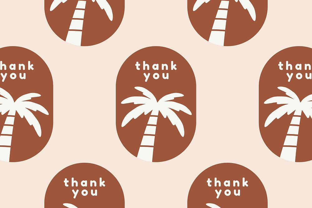 Thank you sticker label with palm tree vector