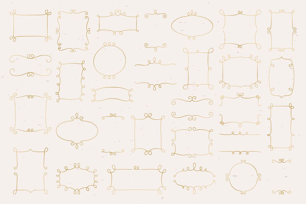 Gold doodle ornament frame vector collection