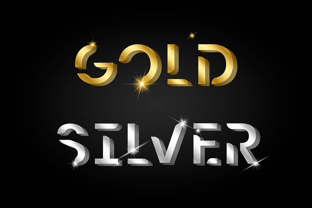 Gold and silver shiny typography vector