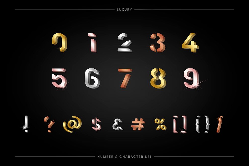 Numbers and symbols typography vector