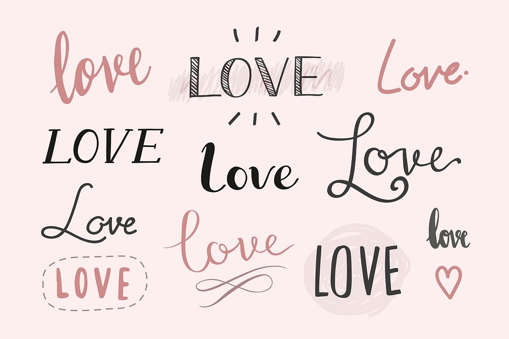 Love calligraphy psd for Valentine&rsquo;s day collection