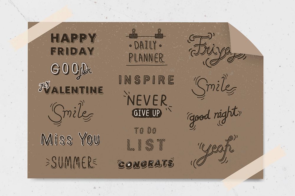 Words set on a brown paper vector