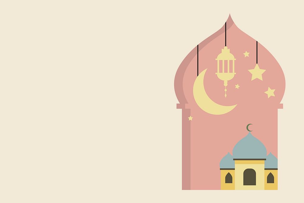 Beige Ramadan Mubarak vector Eid background