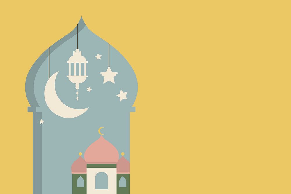 Yellow Ramadan Mubarak vector Eid background