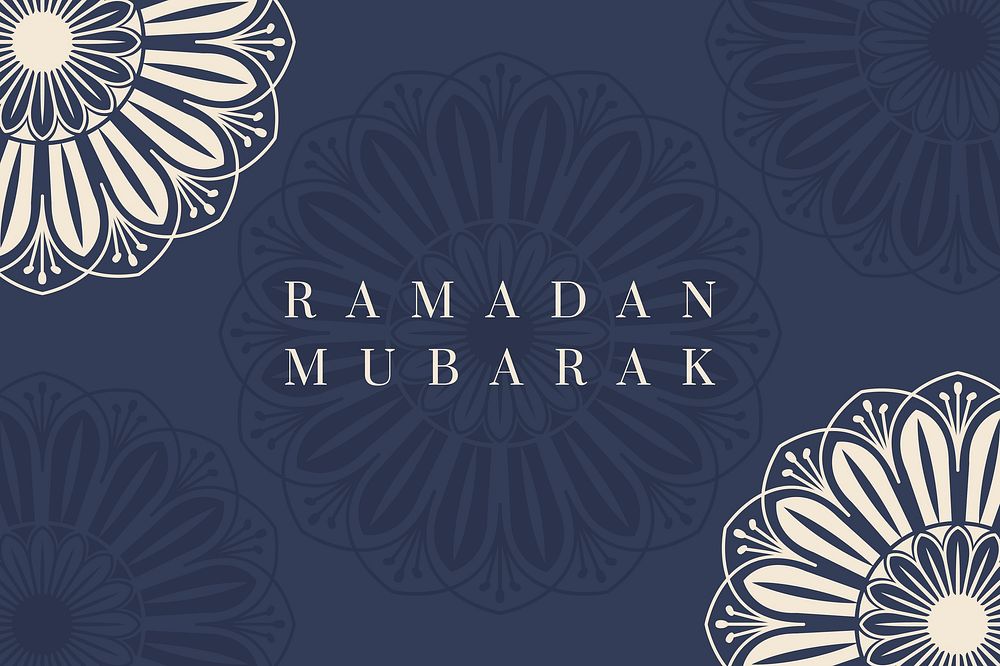 Blue Islamic floral background for Ramadan Mubarak and Eid festivals