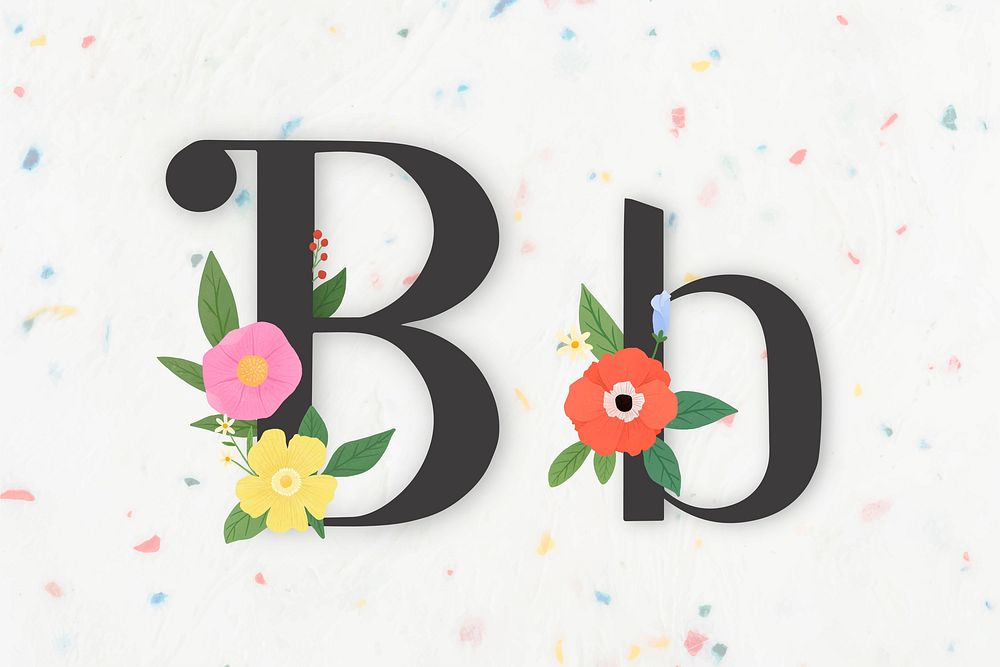 Elegant floral letter b vector