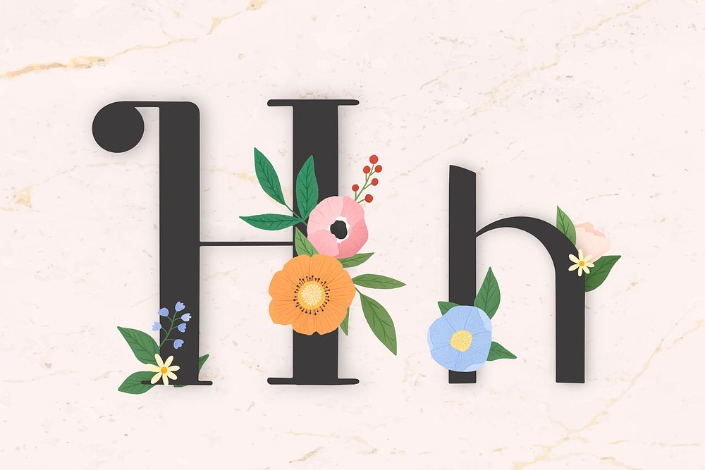 Elegant floral letter h vector