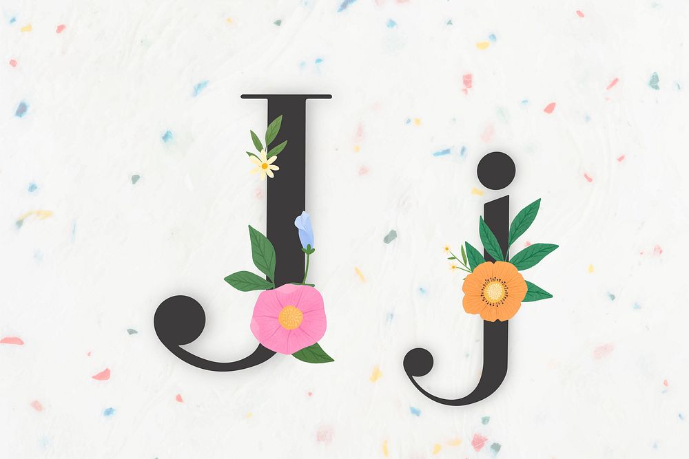 Elegant floral letter j vector