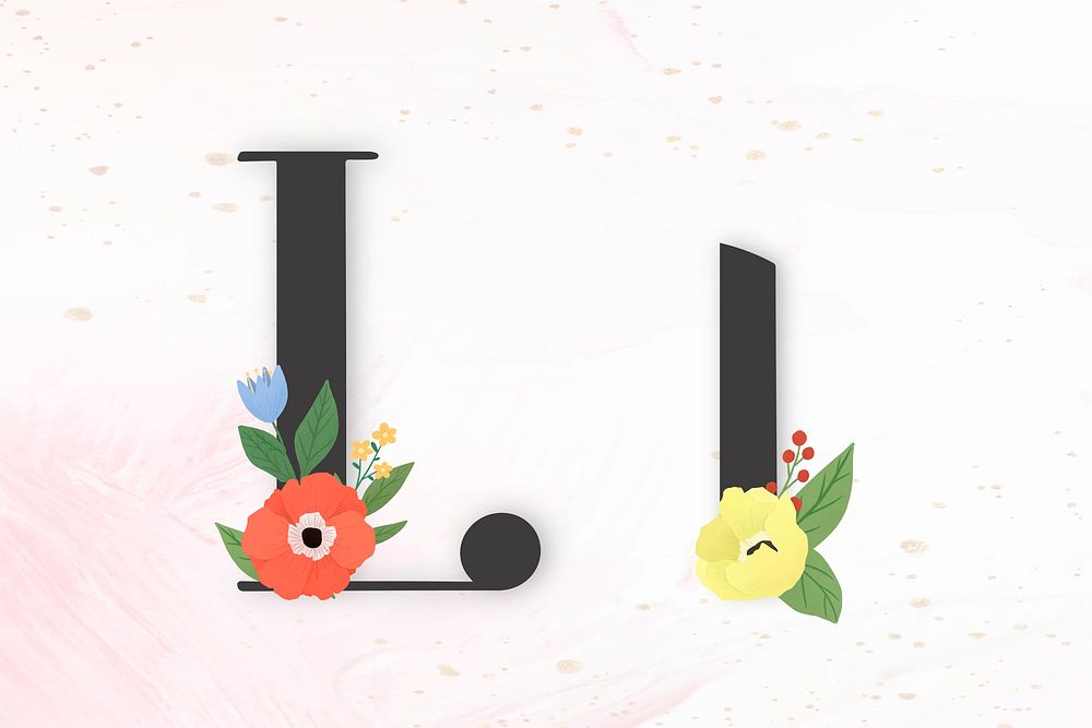 Elegant floral letter l vector