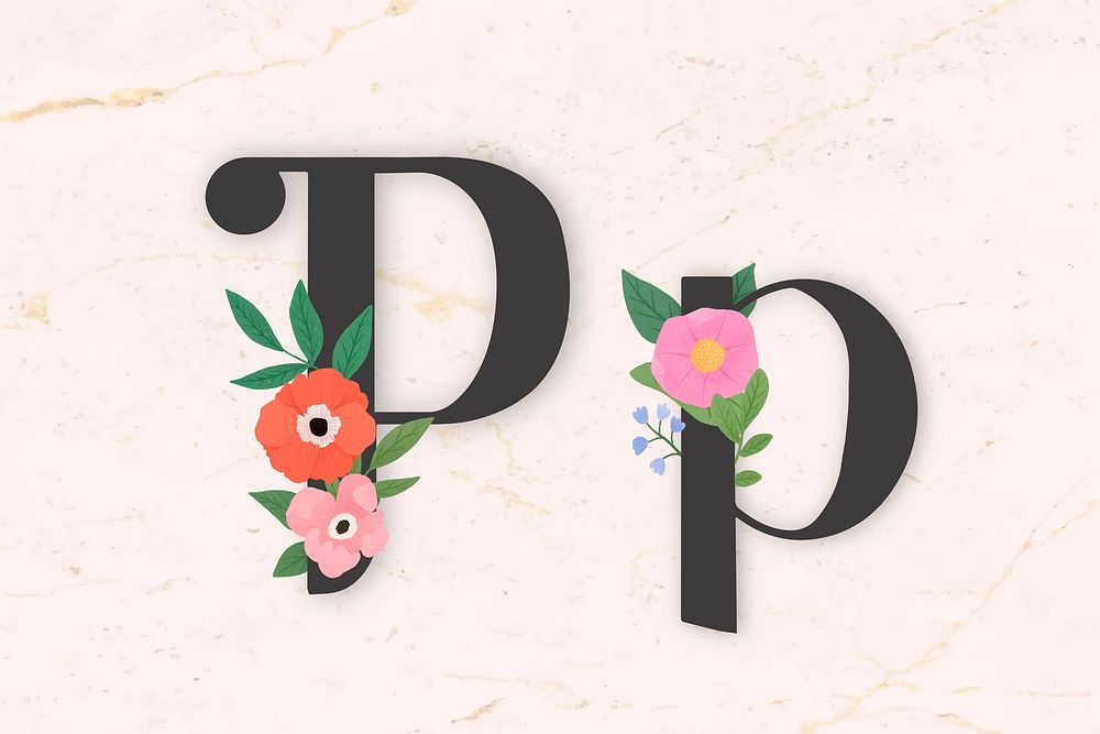 Elegant floral letter p vector