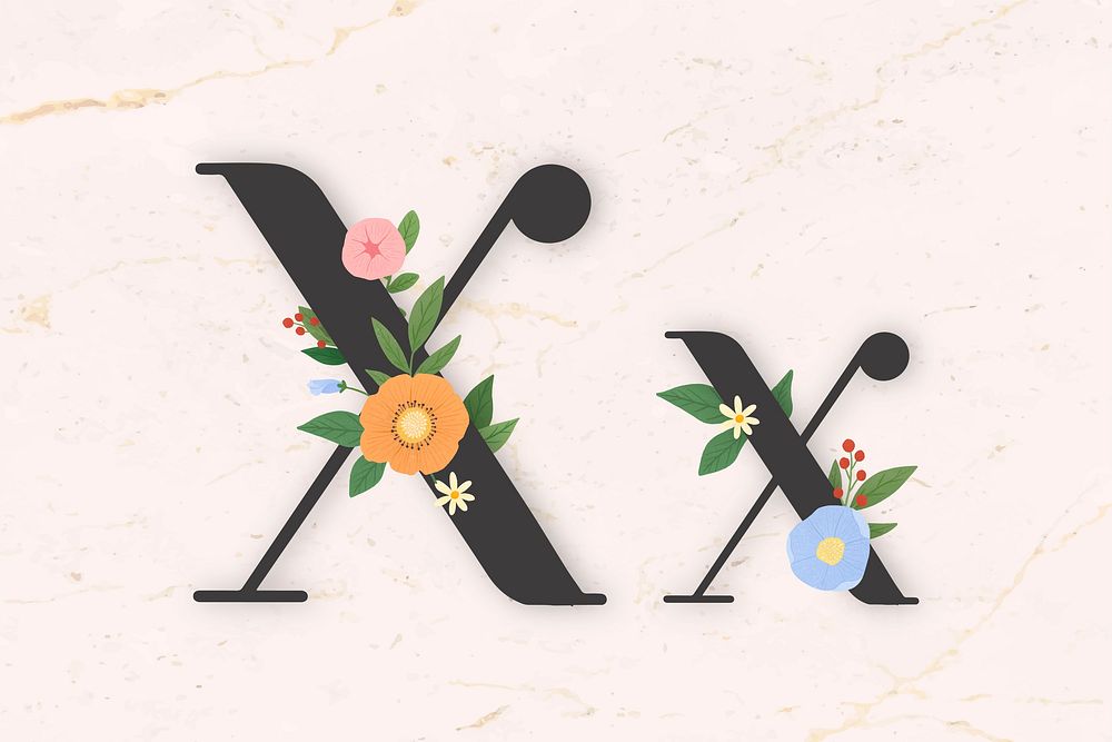 Elegant floral letter x vector