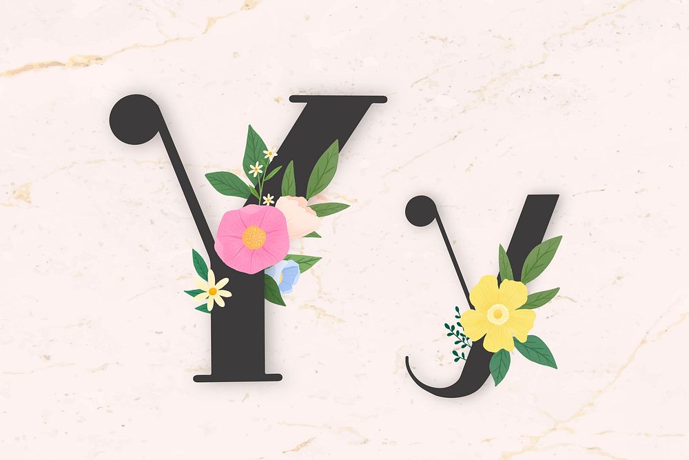 Elegant floral letter y vector