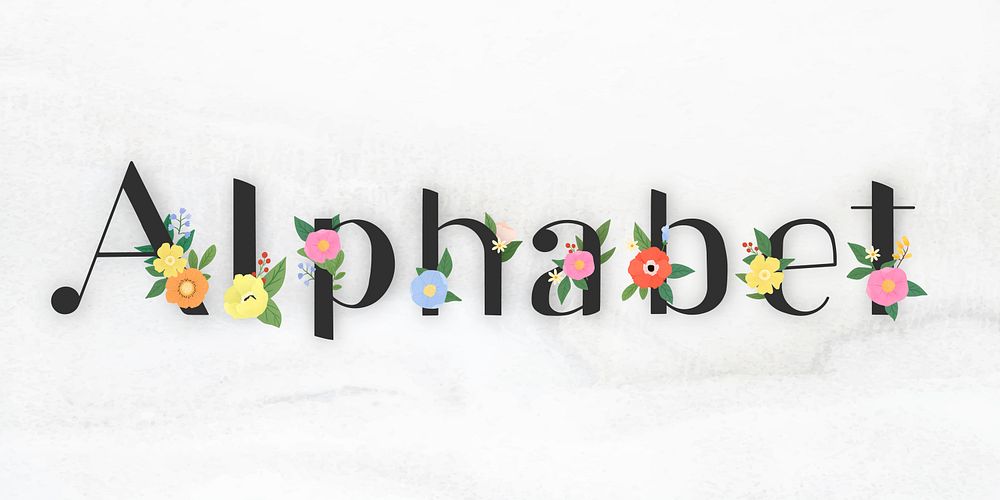 Floral elegant alphabet lettering vector
