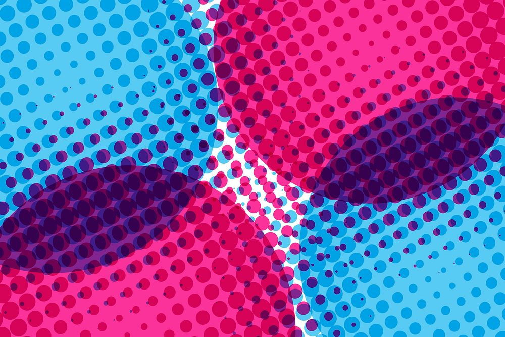 Circle blue and red halftone pattern background vector