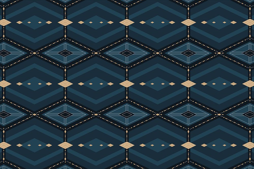 Seamless navy blue geometric patterned wallpaper vector