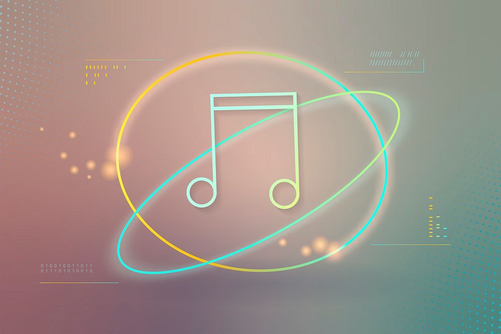 Music note futuristic icon vector