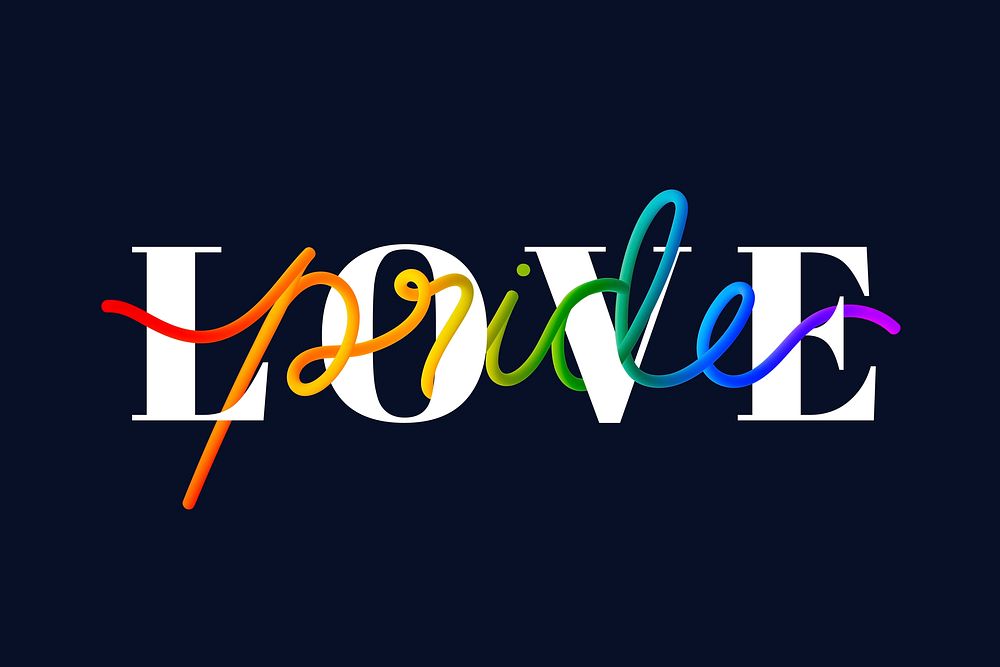 Handwritten Love Pride 3D word vector